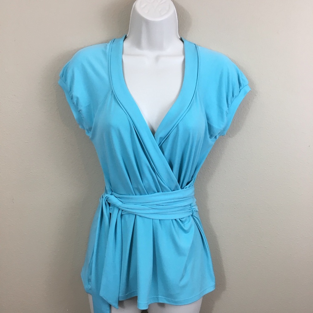Ann Taylor Loft Turquoise Faux Wrap Top - Picture 16 of 16